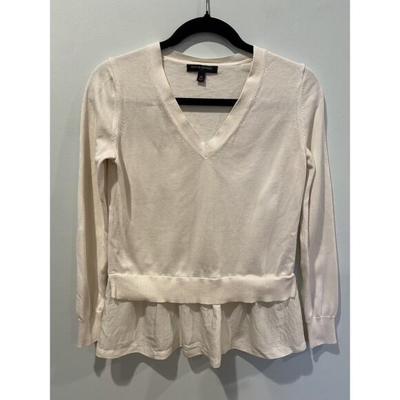 Banana Republic Sweater Womens XS Ivory Stretch Workwear Quiet Luxury Minimalist - Picture 1 of 6